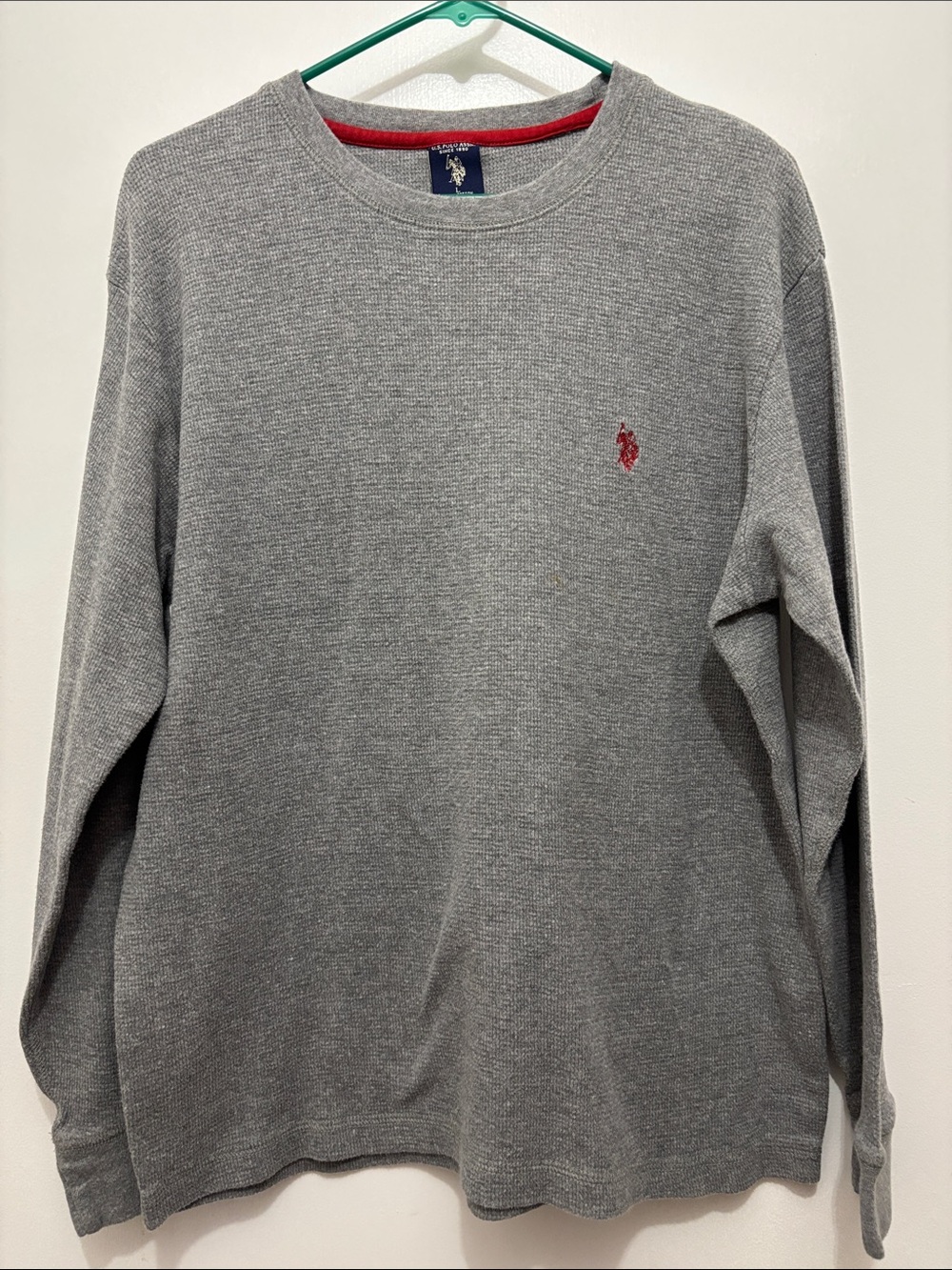 U.S. Polo Assn. Gray Crewneck Sweater with Red Logo Sz L
